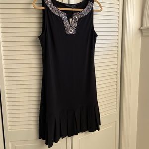 BNWT black embellished dress with pleated hemline